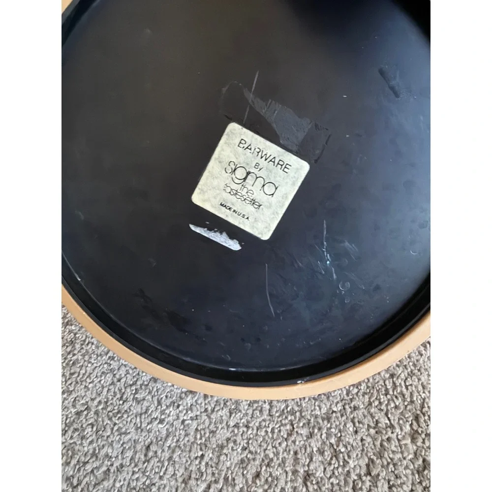 Vintage Sigma the Tastesetter Ice Bucket Tan Vinyl with Acrylic Handle & Tongs